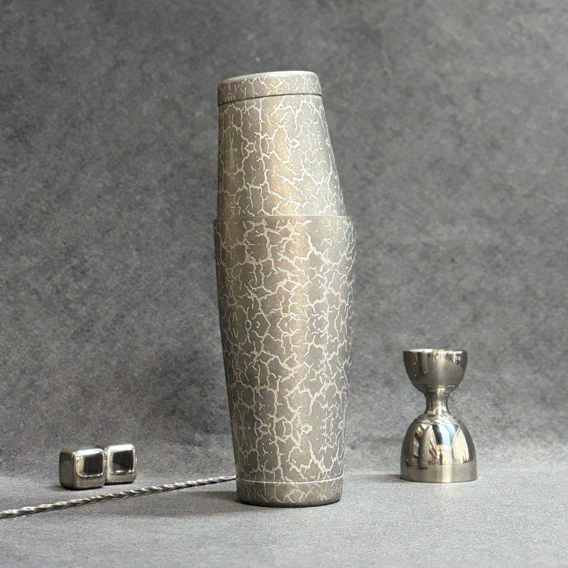 The Vintage Cracked-Ice Boston Shaker  Set | Silver
