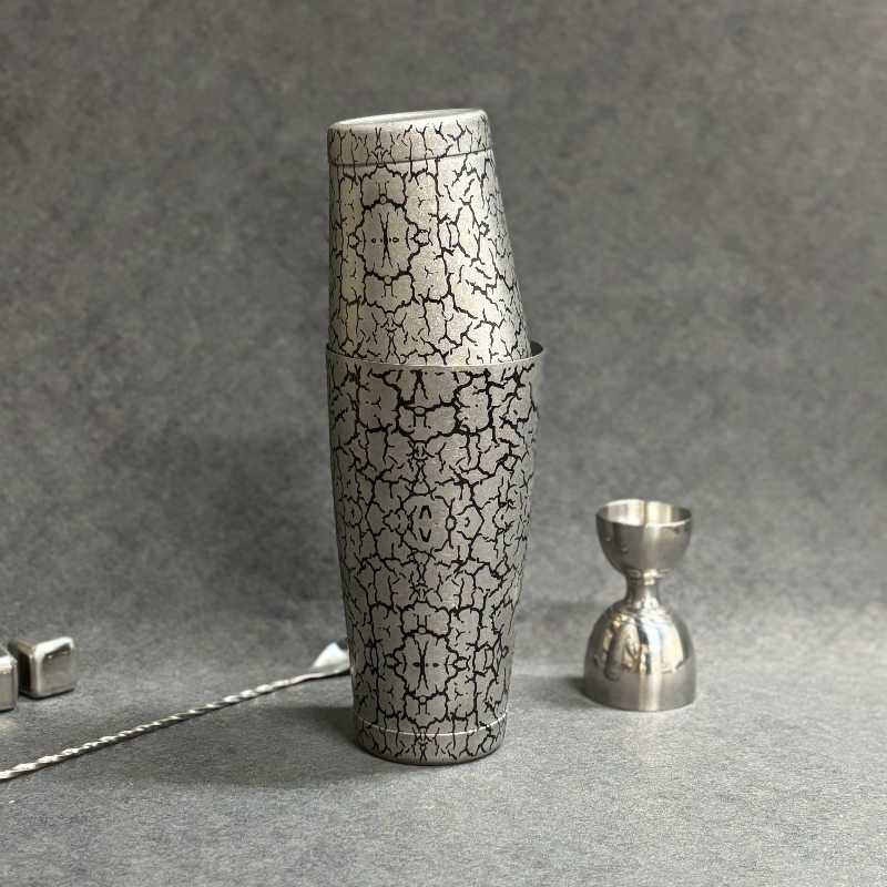 The Vintage Cracked-Ice Boston Shaker  Set | Black
