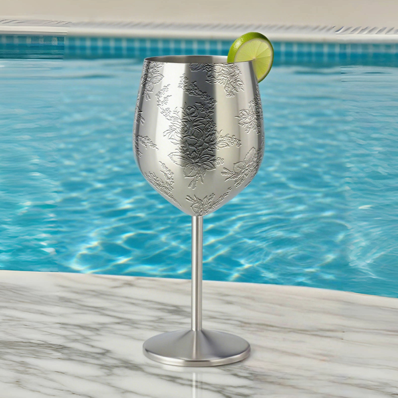 Botanical Garden Etched Stemmed Wine Glass