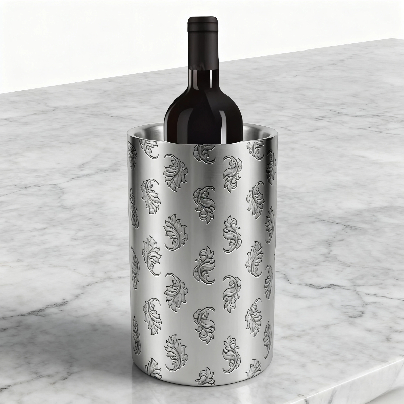 Minimalist Floral Ice Bucket (Black) | 1.5L Double Wall