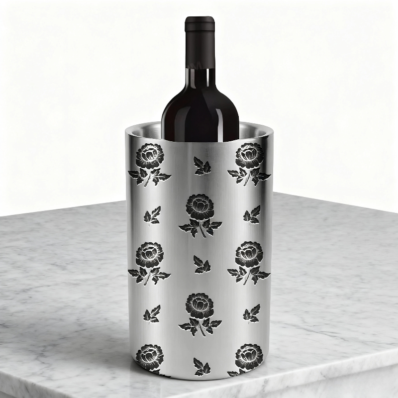 Rose Ice Bucket (Black) | 1.5L Double Wall