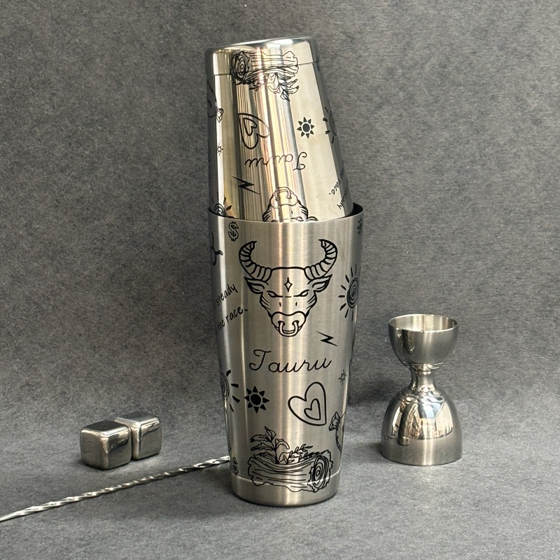 Taurus Etched Boston Shaker Set | Zodiac Series