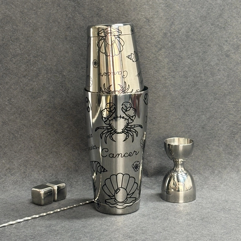 Cancer Etched Boston Shaker Set | Zodiac Series