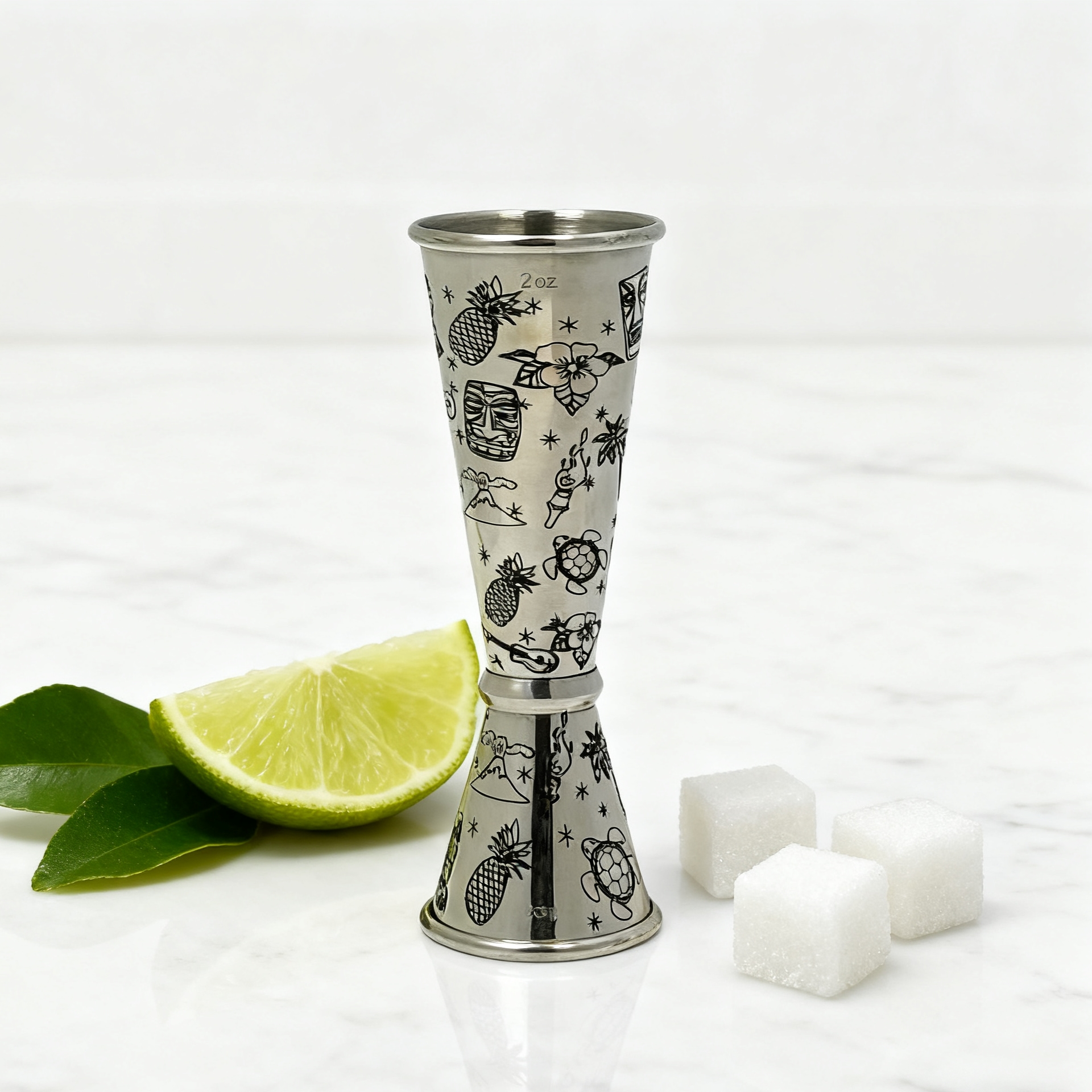 Pineapple Etched Double Sided Jigger  | 1oz & 2oz 