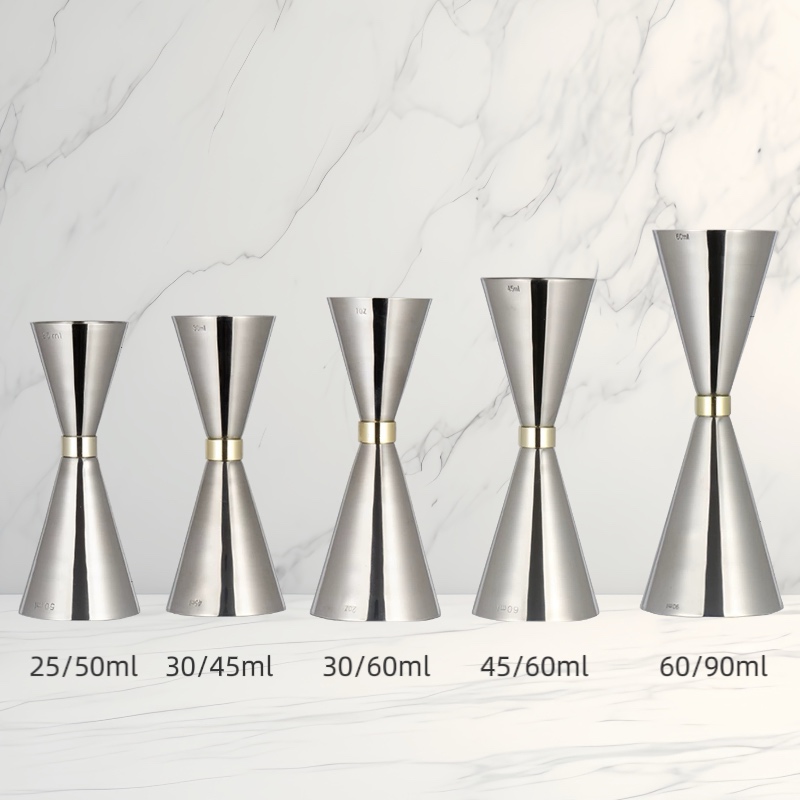 Double Sided Jigger with Gold Ring |  5-Size , Fully Customizable