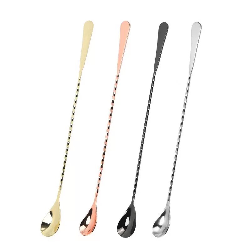 Bar Mixing Spoon with Spiral & Flat-Top Handle