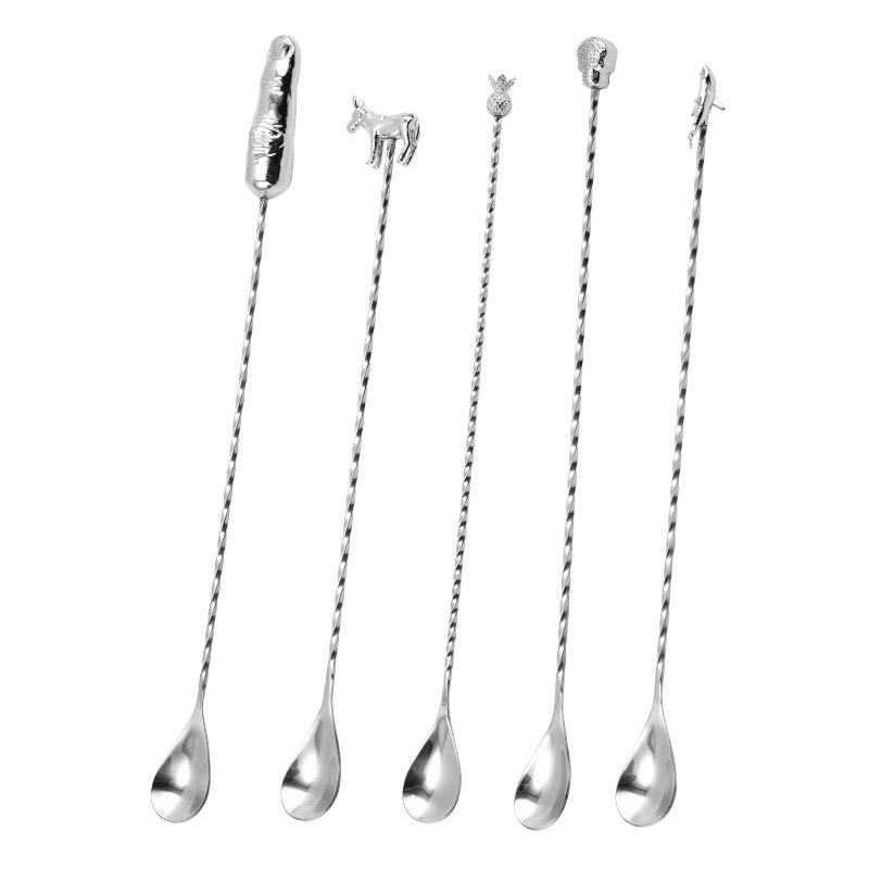 Bar Spoon | Stirrers with Stone, Horse, Skull, Pineapple & Dolphin Toppers