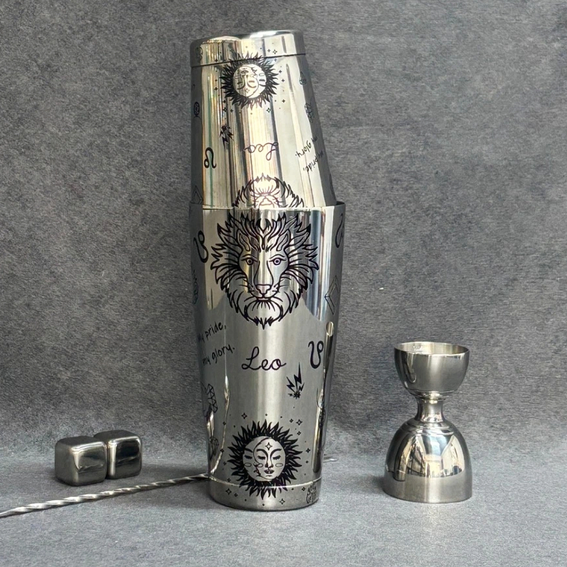Leo Etched Boston Shaker Set | Zodiac Series