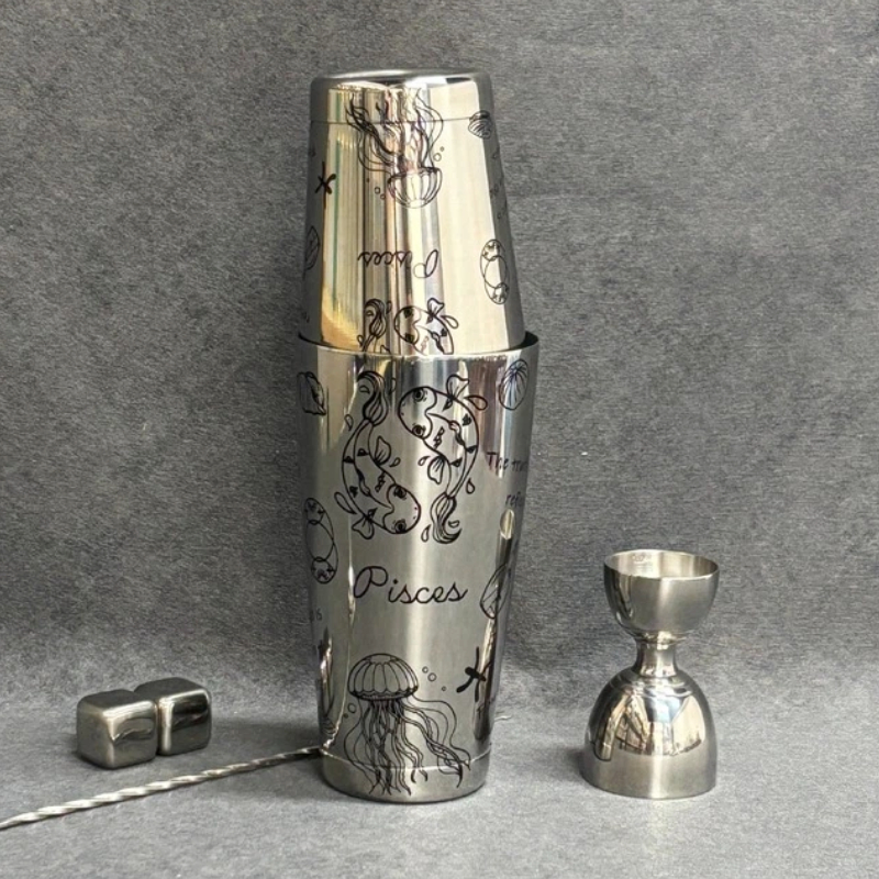 Pisces Etched Boston Shaker Set | Zodiac Series