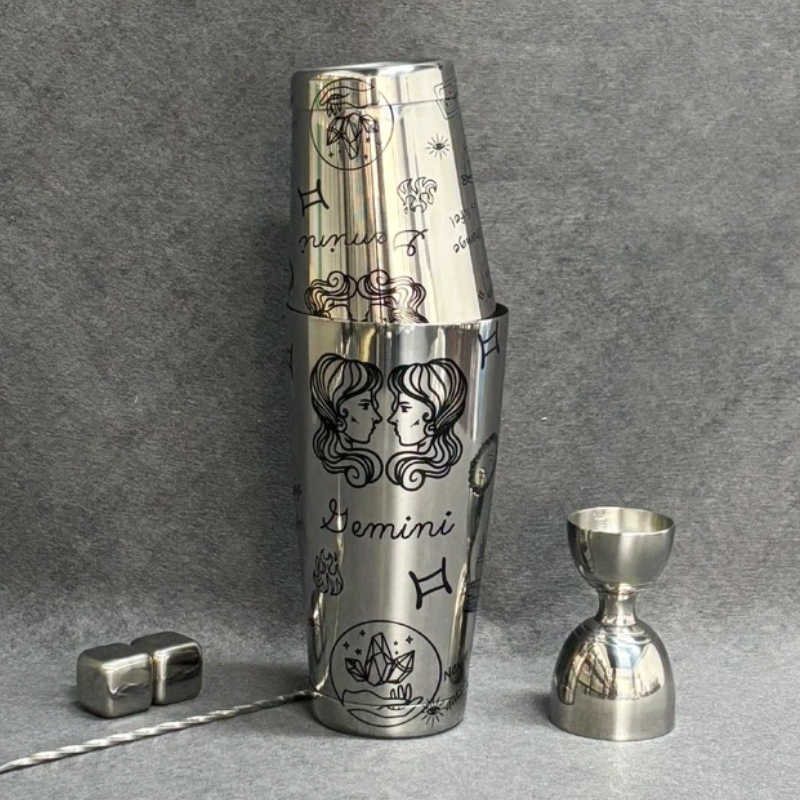 Gemini Etched Boston Shaker Set | Zodiac Series