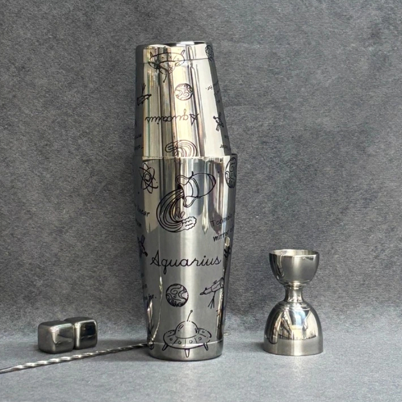 Aquarius Etched Boston Shaker Set | Zodiac Series