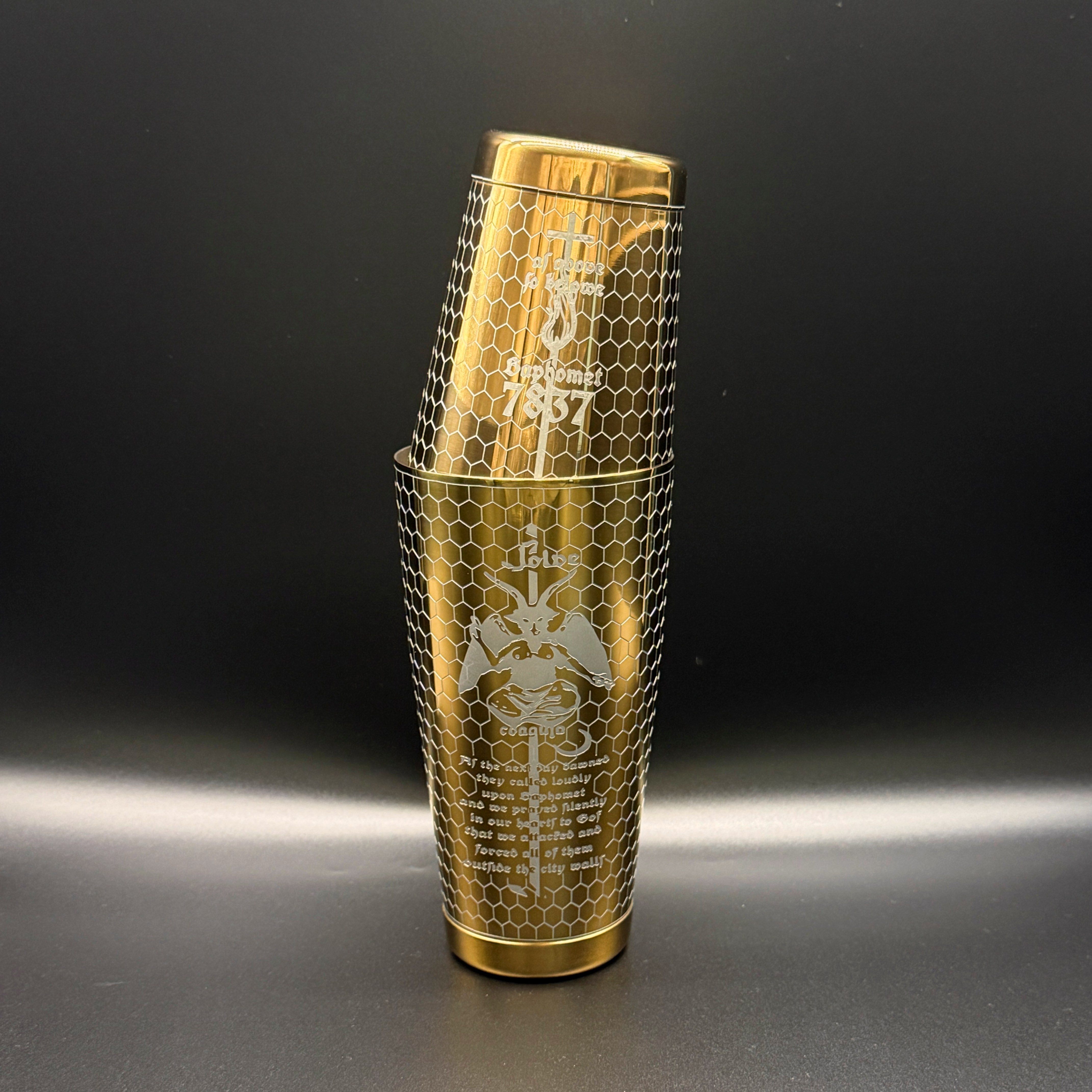 Subculture honeycomb ripple Boston cocktail shaker | Rose Gold