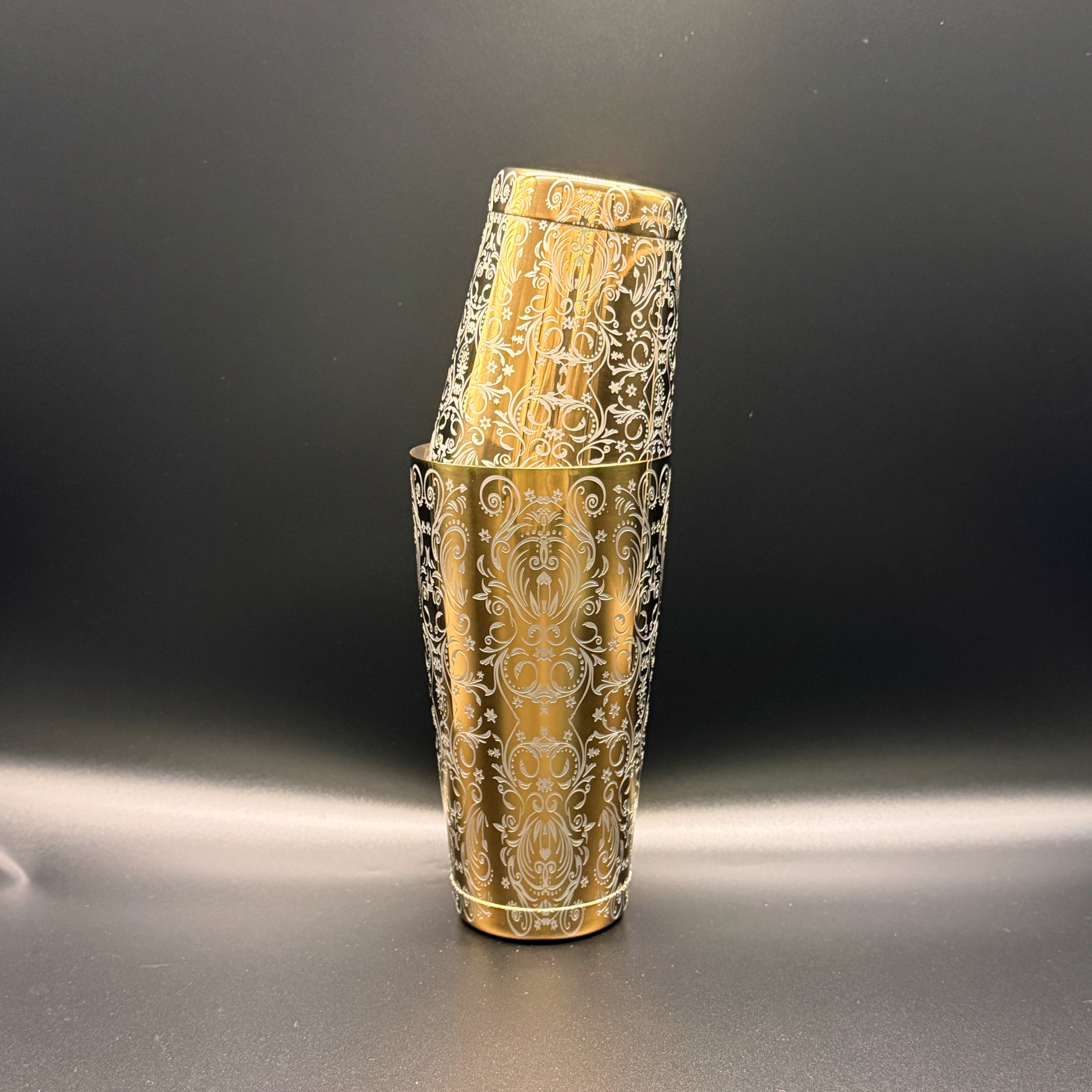 European-style flowers Pattern Boston Shaker | Rose Gold