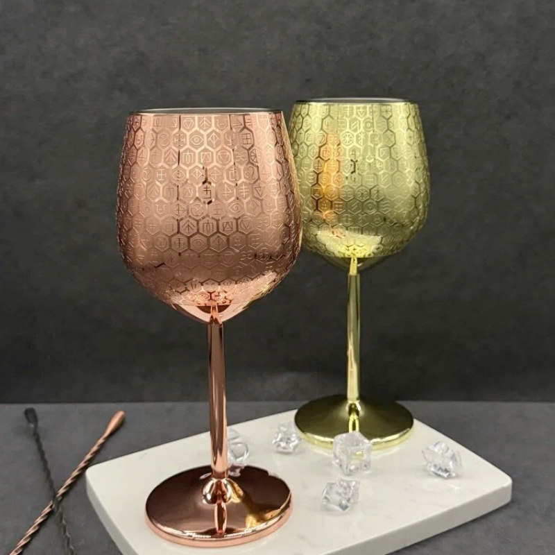 Mystic Symbol Honeycomb Etched Red Wine Goblet