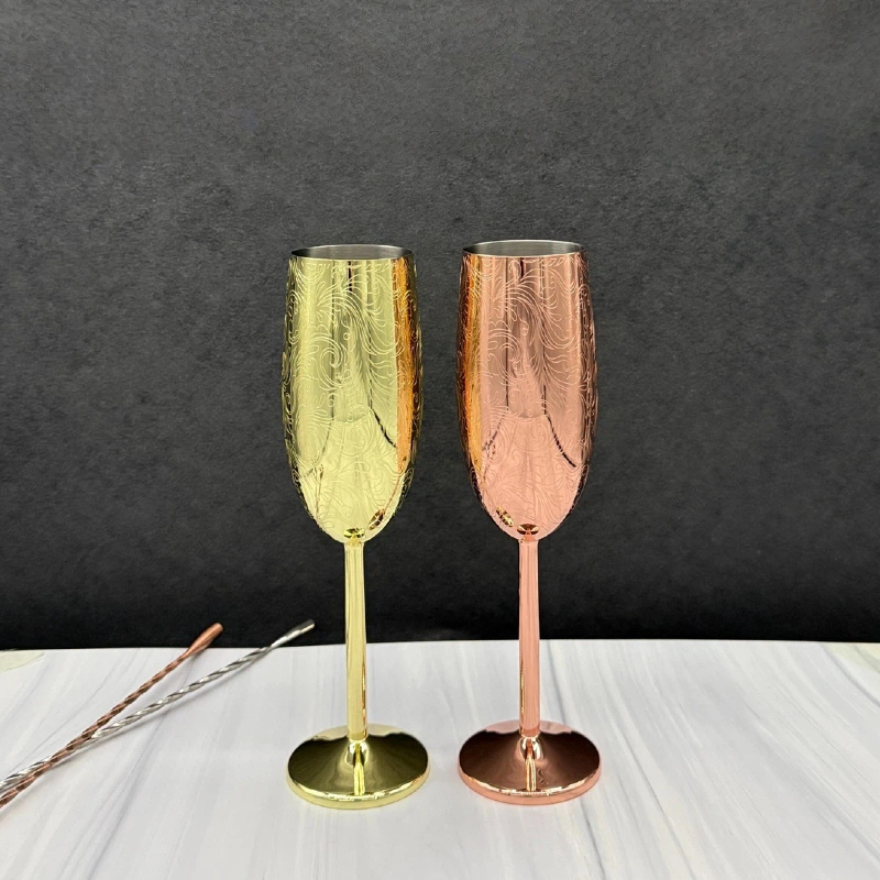 Wind Wave Pattern Etched Champagne Flute