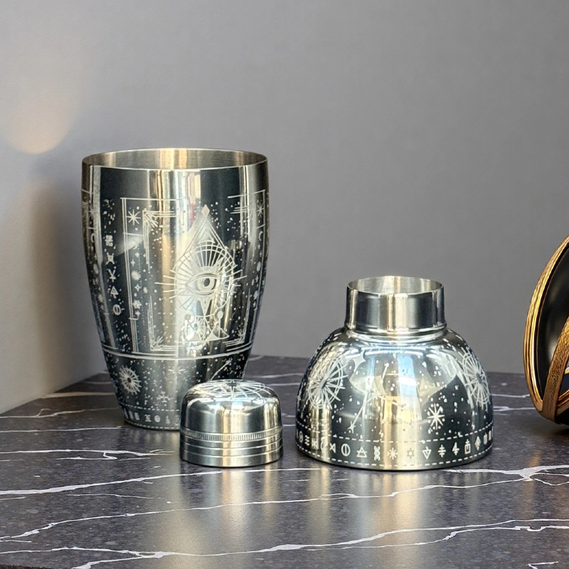 Exclusive Cosmic Starry Etched 3-Piece Cobbler Shaker: Bring Celestial Magic To Every Cocktail You Craft